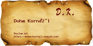 Dohm Kornél névjegykártya